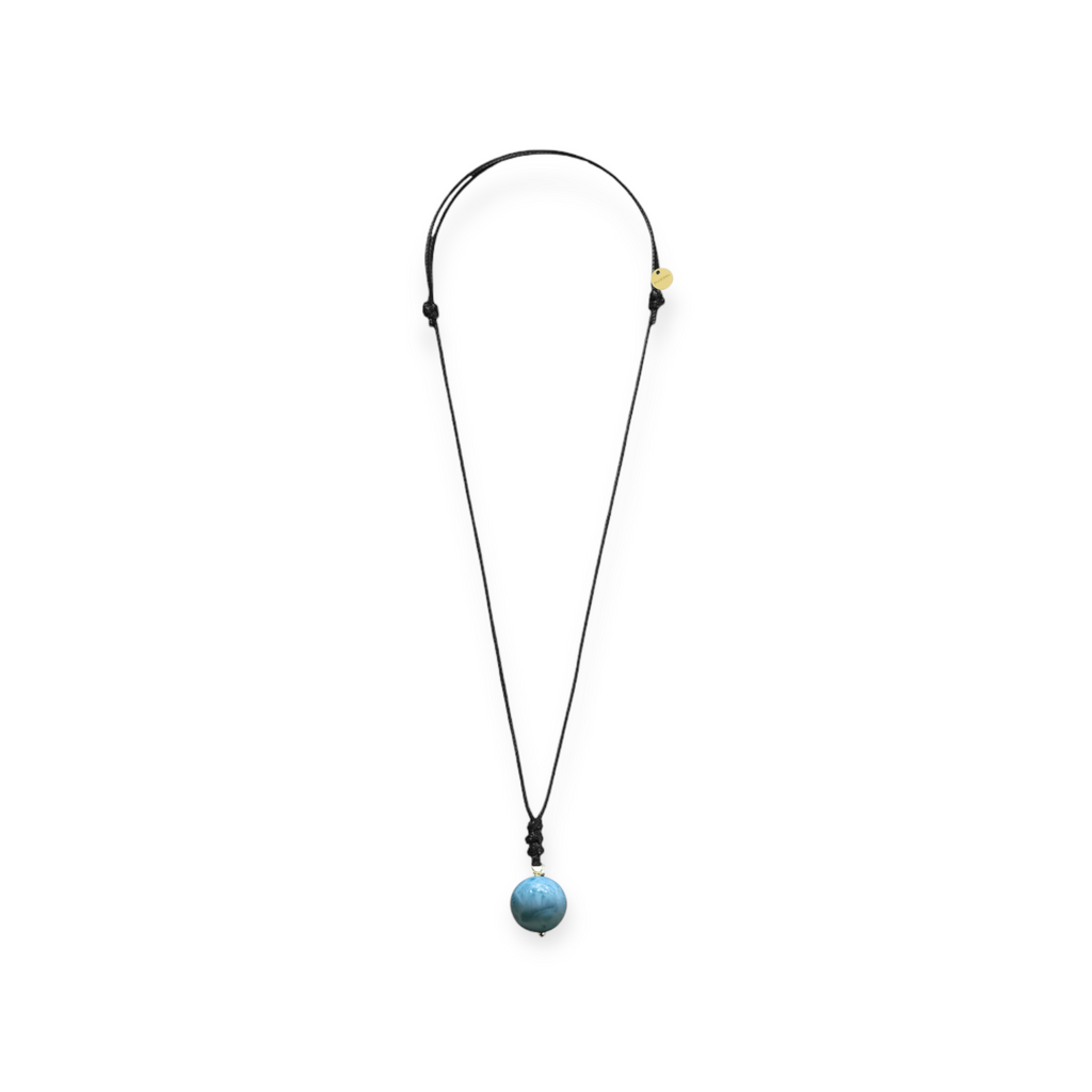 COLLAR CORDON NEGRO LARIMAR