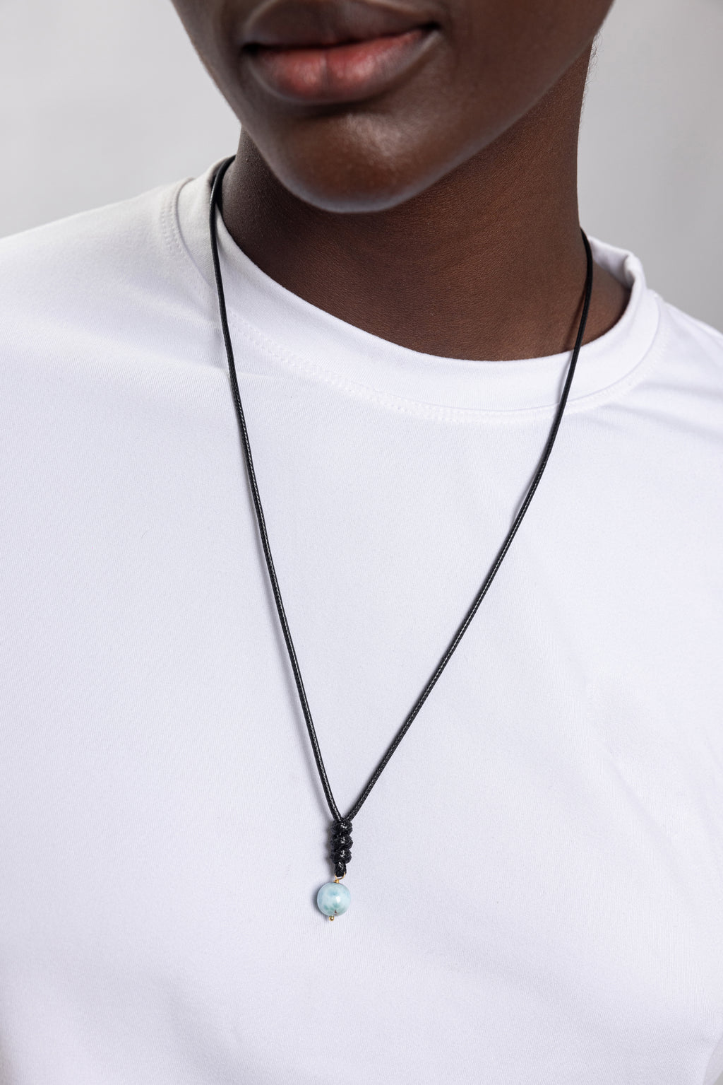 COLLAR CORDON NEGRO LARIMAR