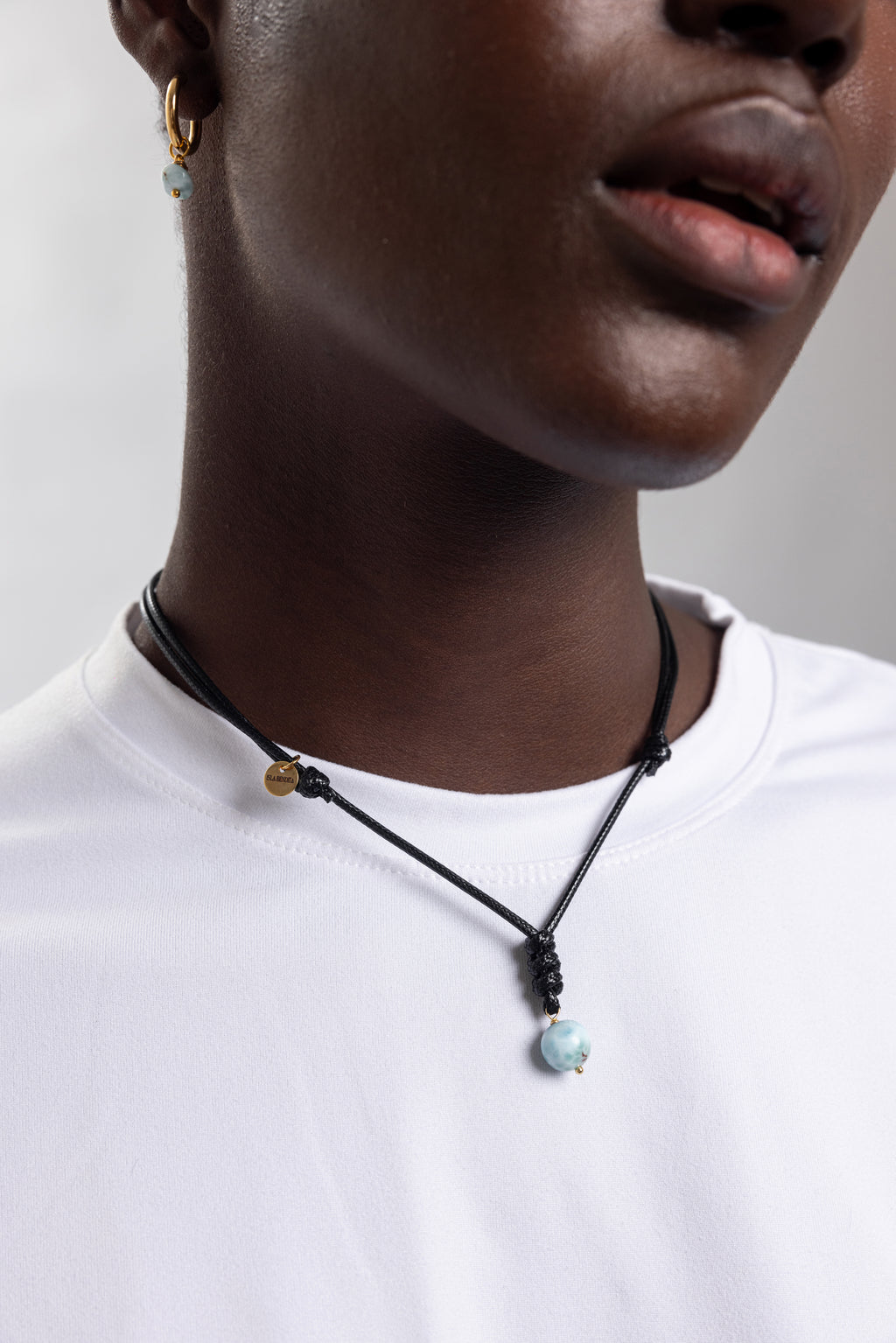 COLLAR CORDON NEGRO LARIMAR