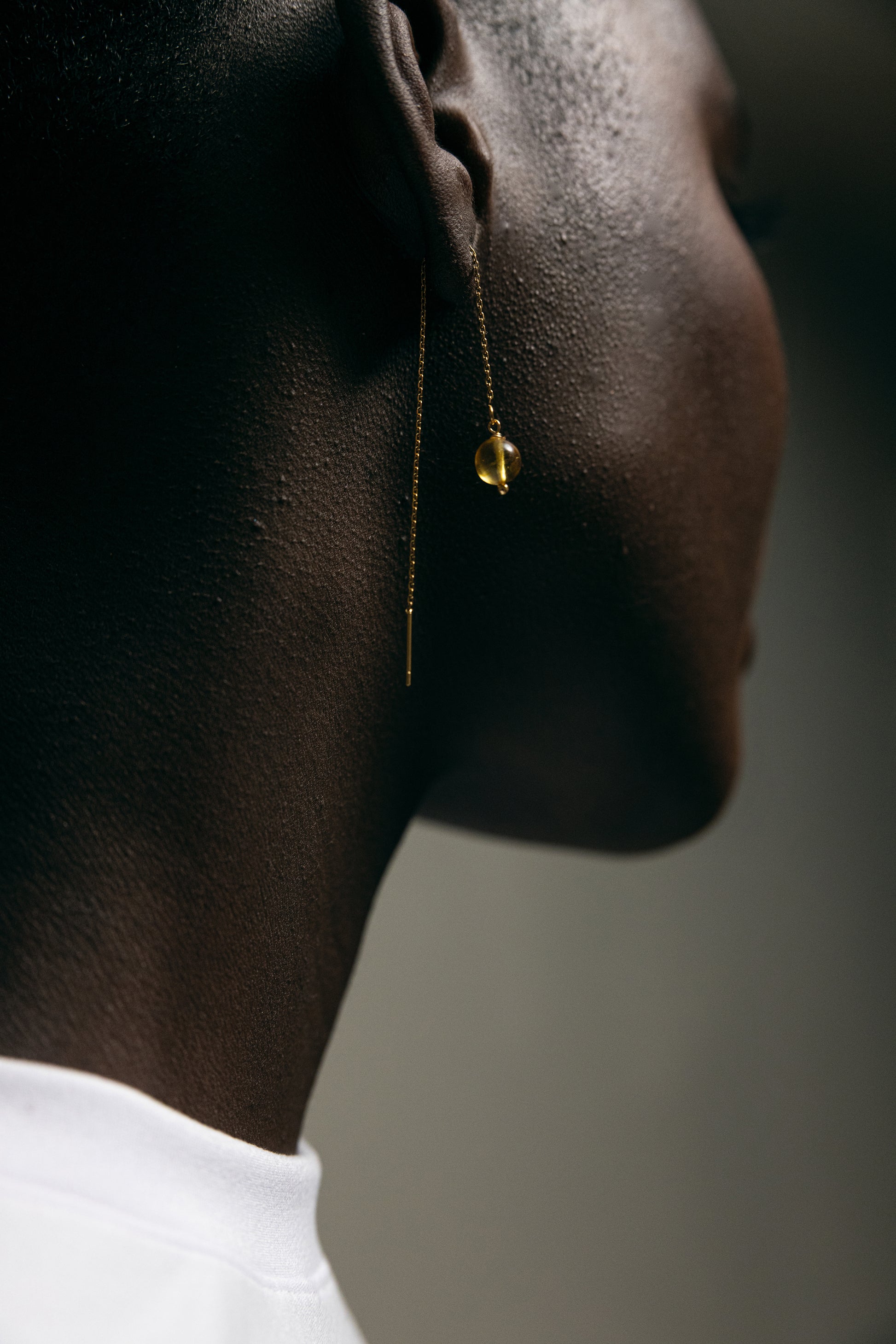 AMBER CHAIN EARRING GOLD