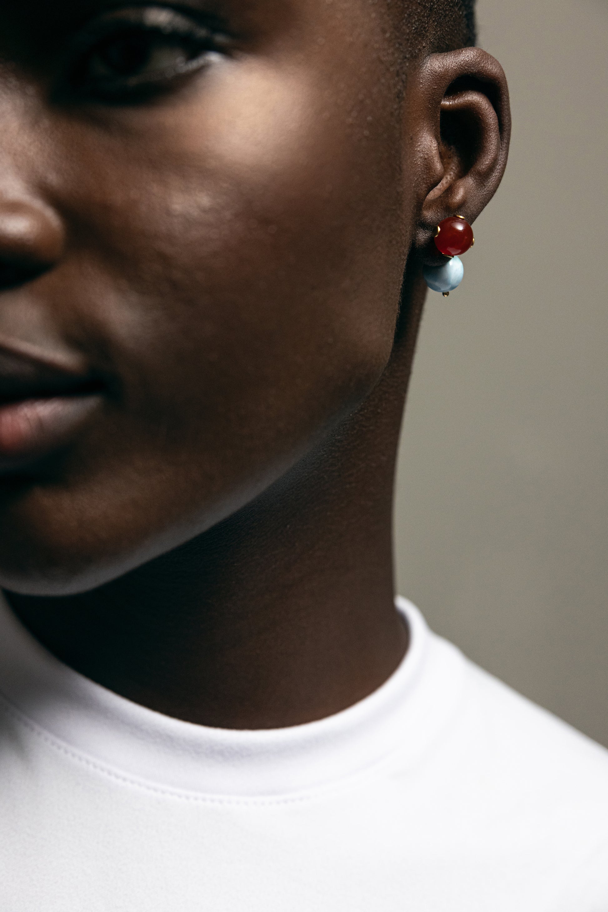 ARETES DUO CORNALINA Y LARIMAR