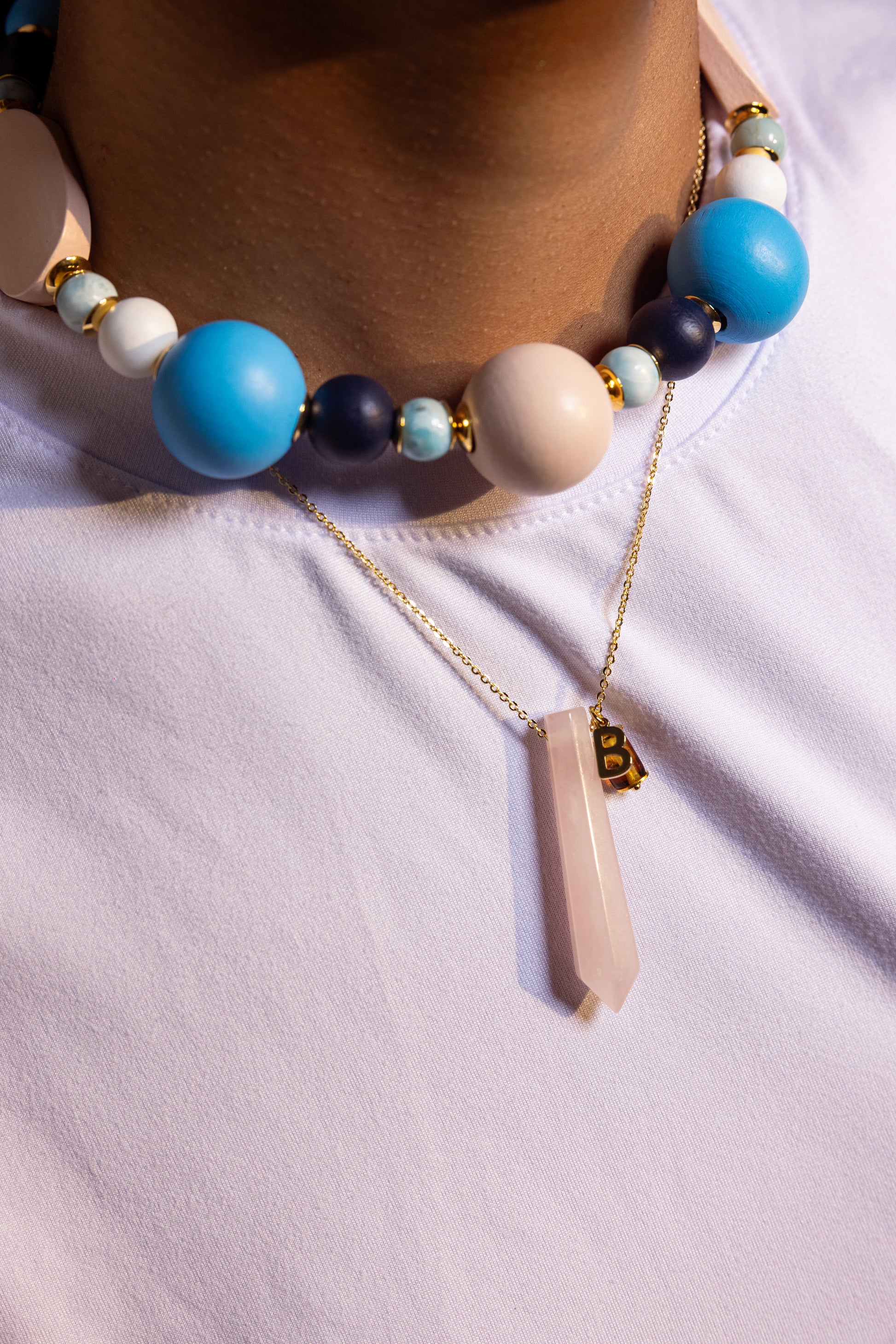 COLLAR AJUSTABLE CUARZO ROSA