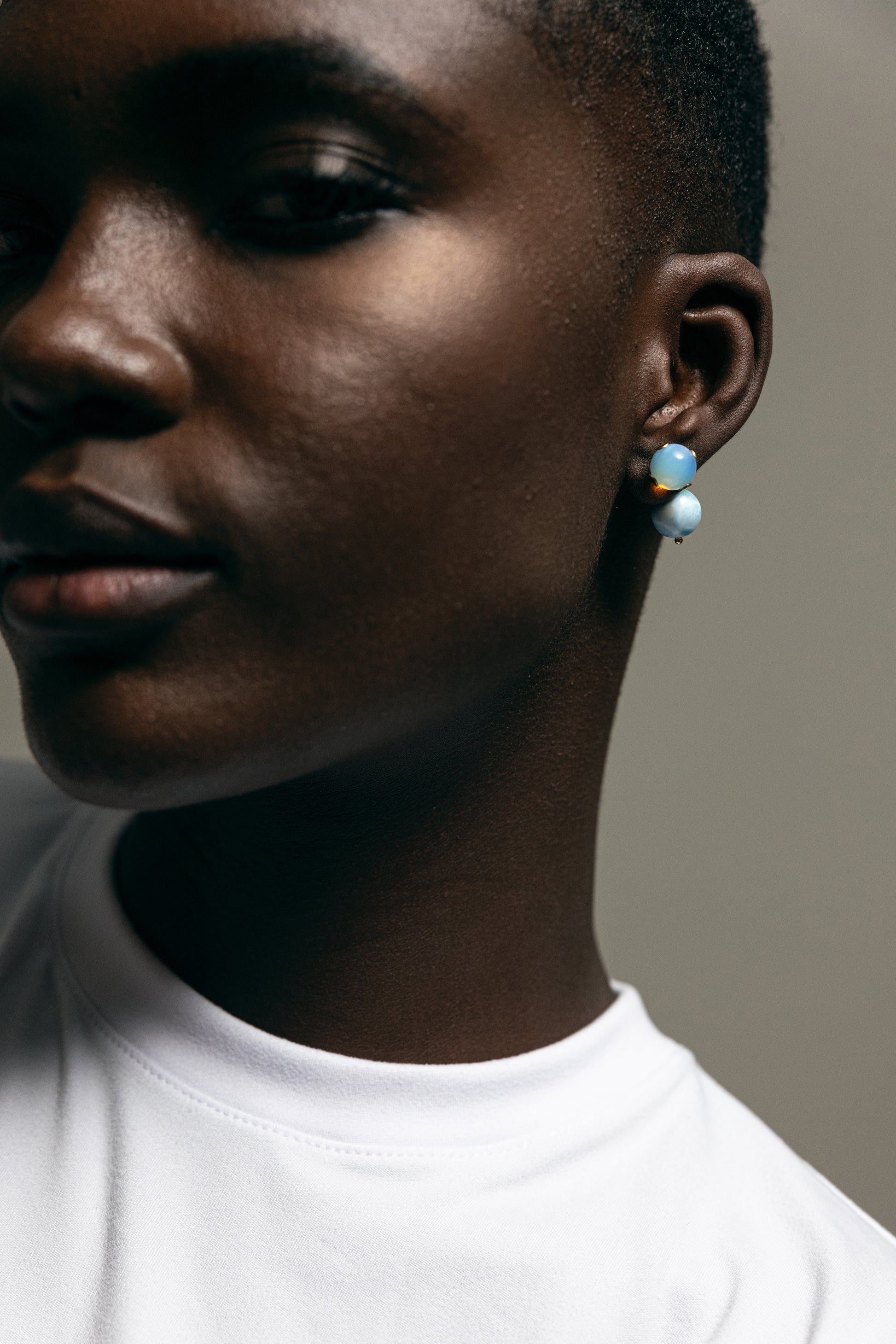 ARETES DUO EN OPALO Y LARIMAR