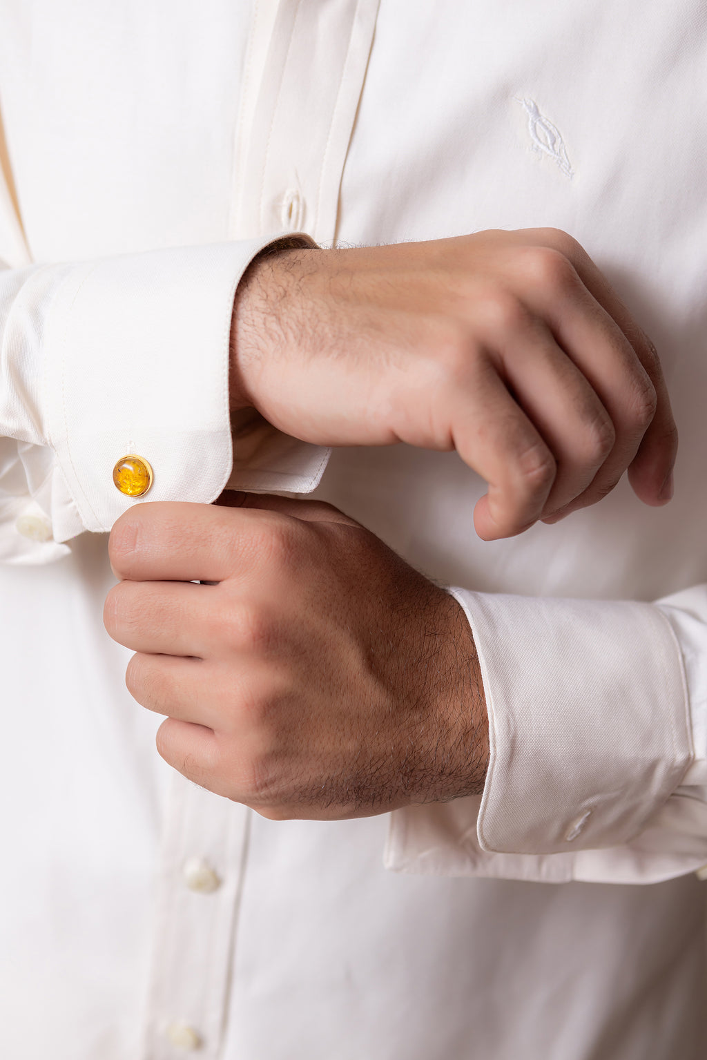 CIRCLE AMBER CUFFLINKS