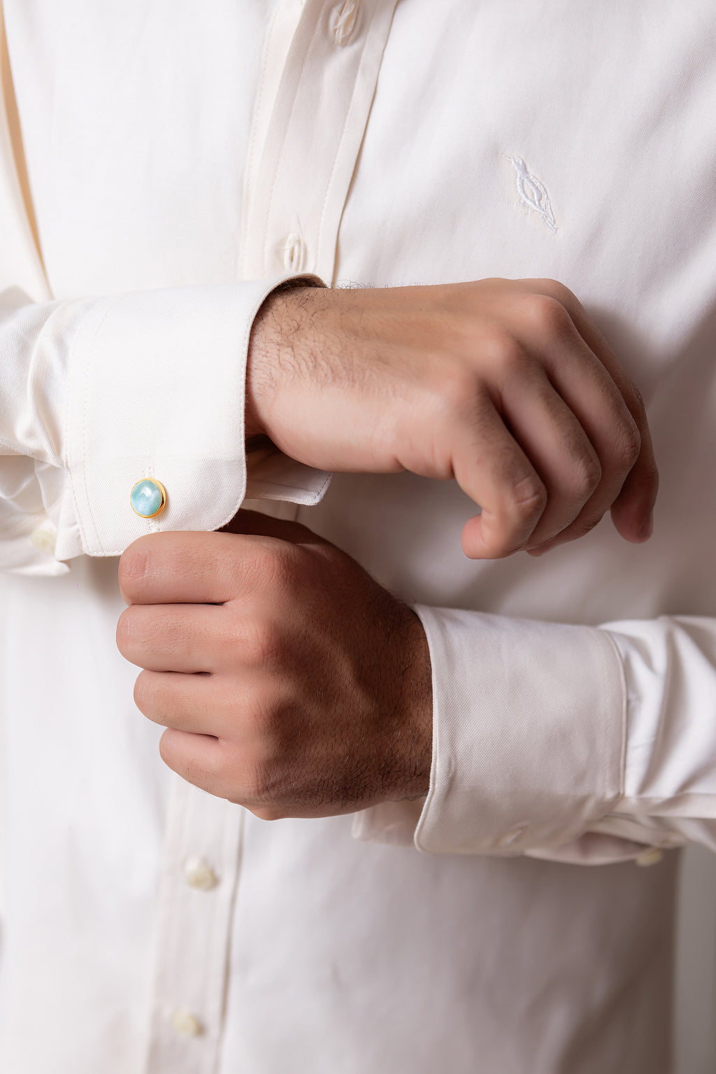 CIRCLE LARIMAR CUFFLINKS