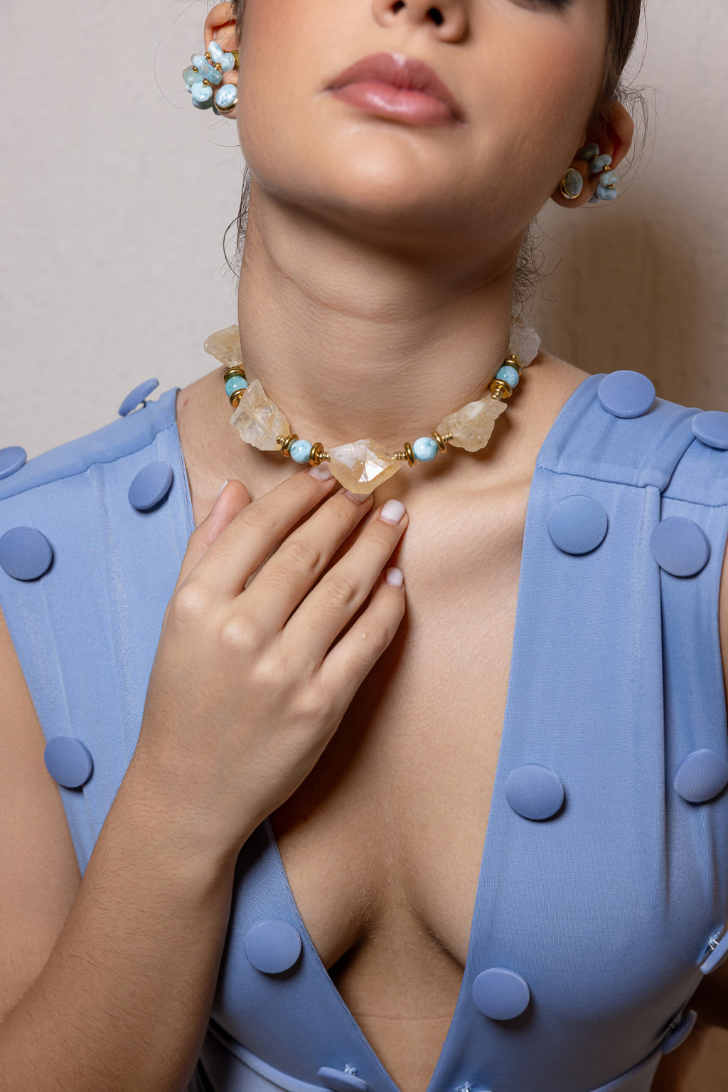 COLLAR CITRINO Y LARIMAR