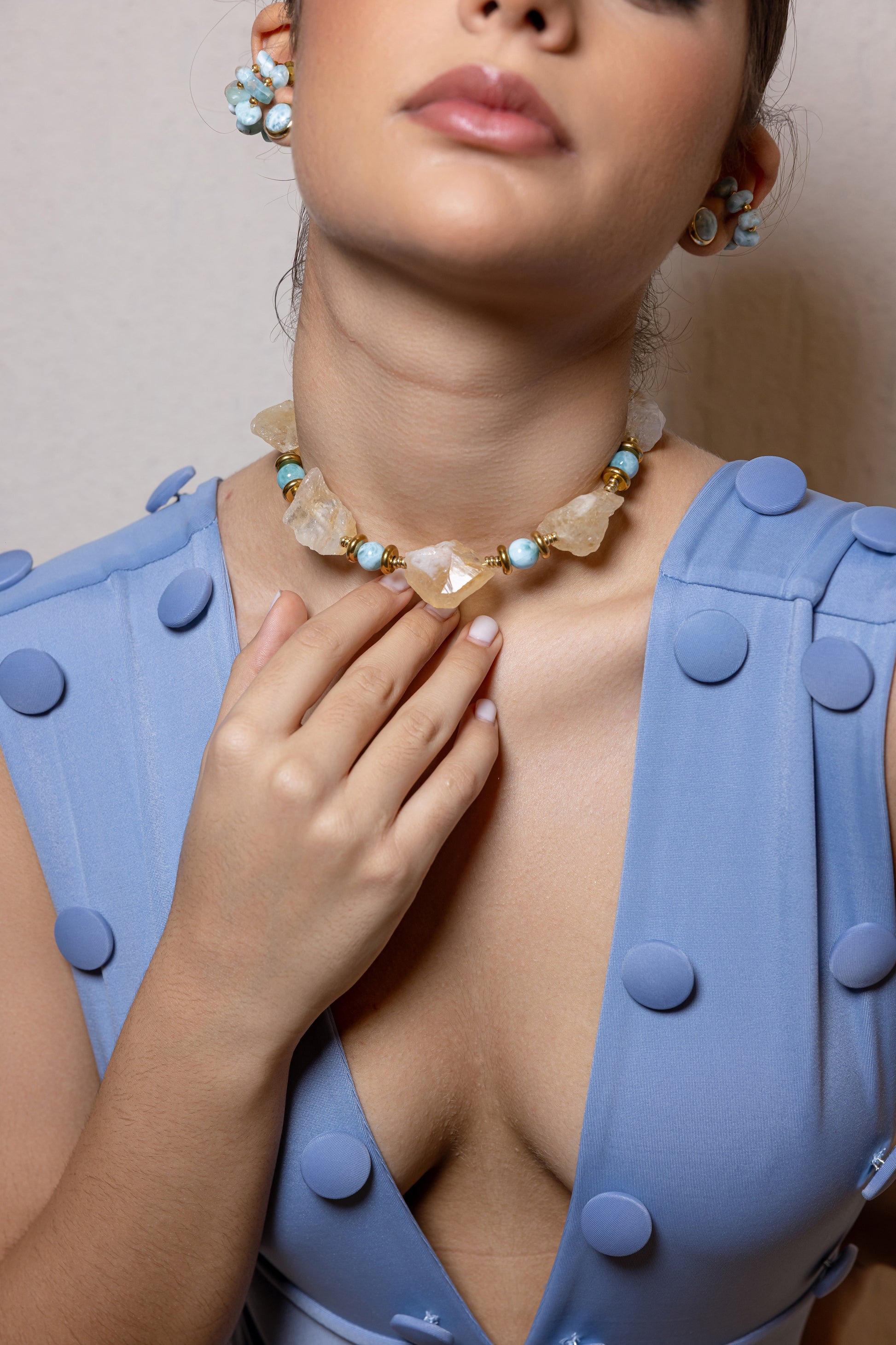 COLLAR CITRINO Y LARIMAR