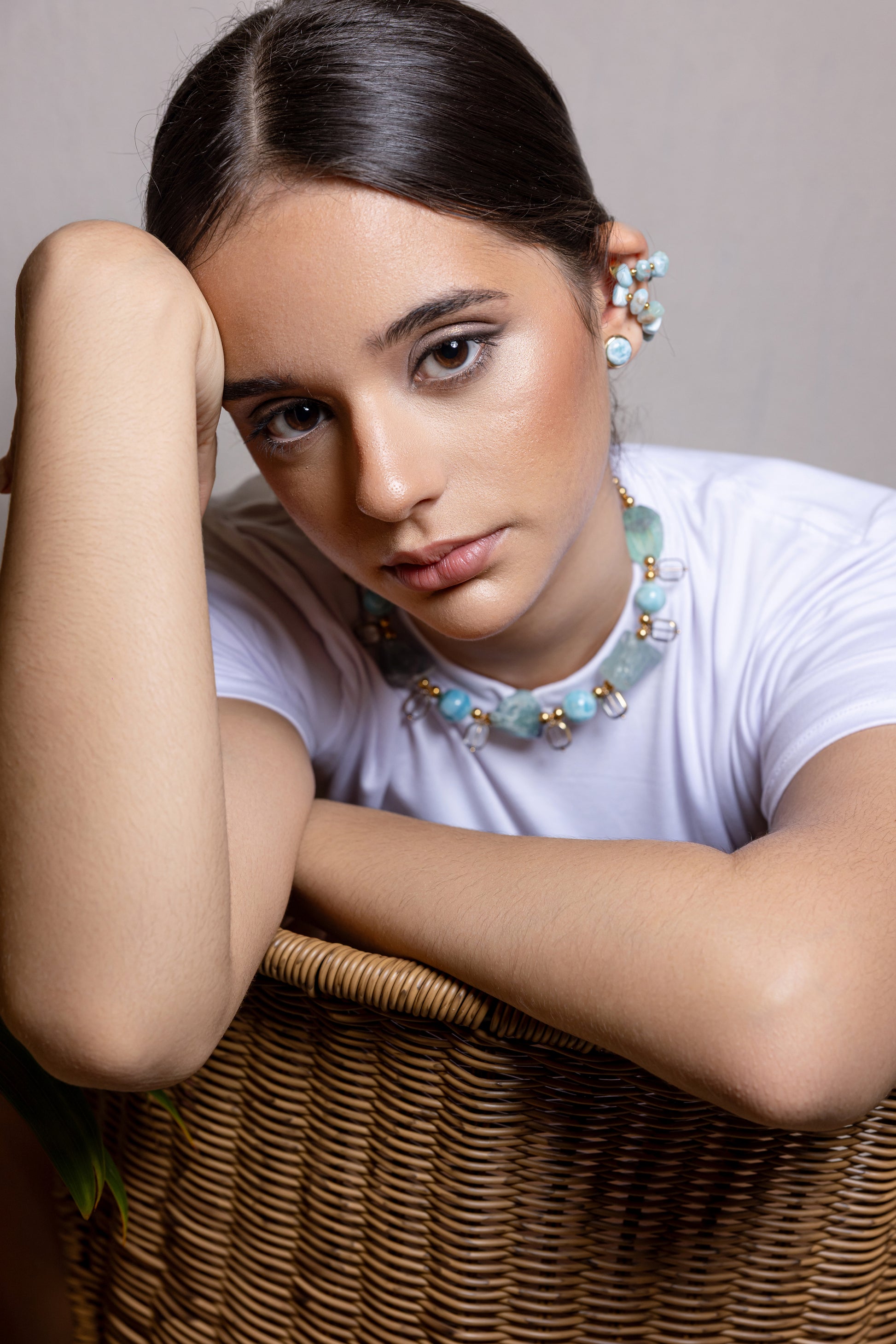 COLLAR LARIMAR / FLUORITA / CRISTALES