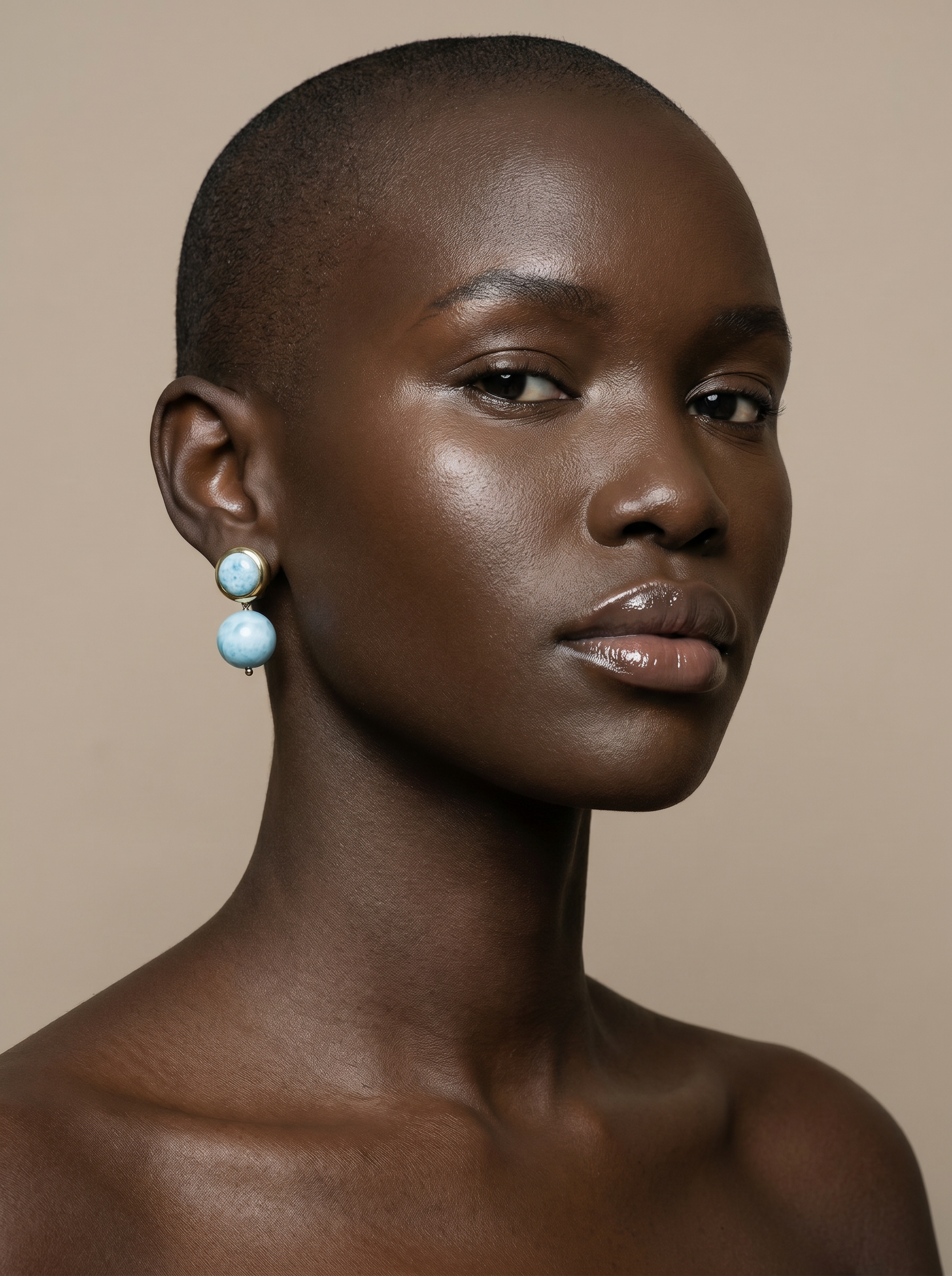 ARETES DUO GOLD LARIMAR