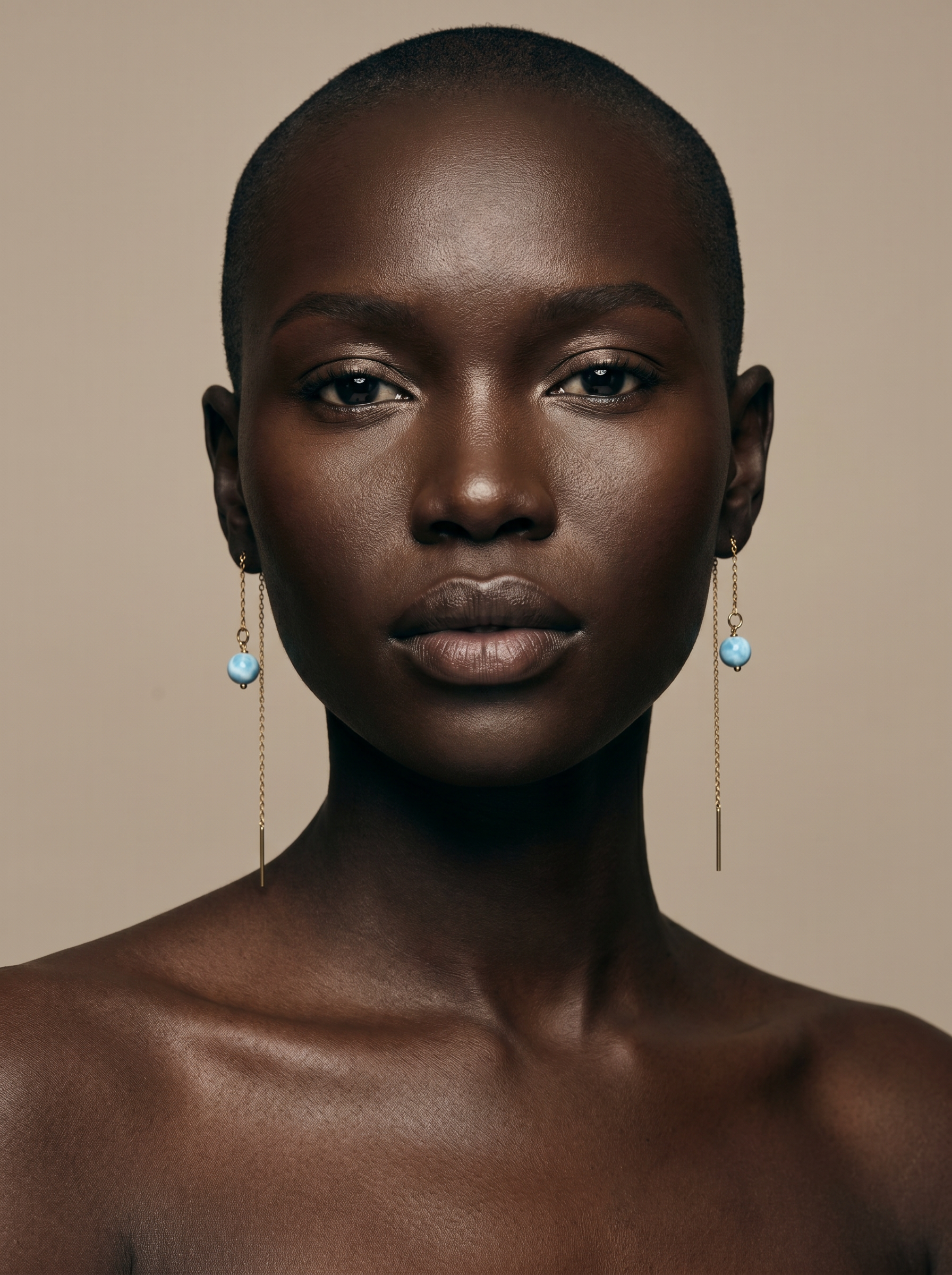 LARIMAR CHAIN EARRING