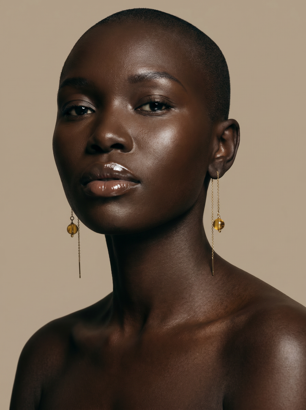 AMBER CHAIN EARRING GOLD