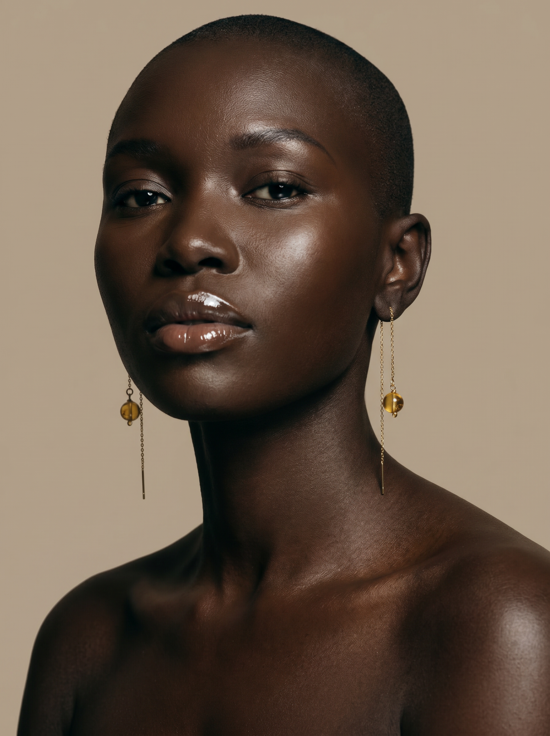 AMBER CHAIN EARRING GOLD